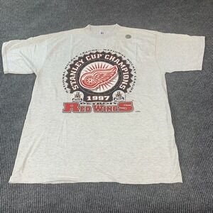 VTG Logo‎ 7 Detroit Red Wings T Shirt Mens XL Gray Stanley Cup 90s NHL Deadstock